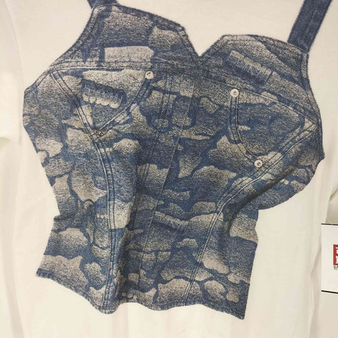 エヴィス EVISU 2-in-1 石垣迷彩デニムコルセットプリント ファッションフィット Tシャツ レディース S