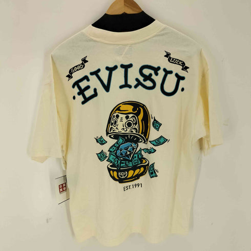 エヴィス EVISU ダイヤモンド ダ摩(達摩)プリント ワイドフィット Tシャツ メンズ S