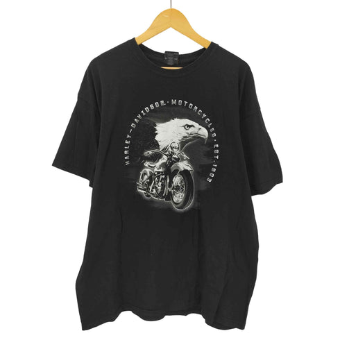 ハーレーダビッドソン HARLEY-DAVIDSON 00S メキシコ製 鷹 イーグル バイク BOSTON 両面 グラフィック フォト プリント Tシャツ メンズ import:XXL