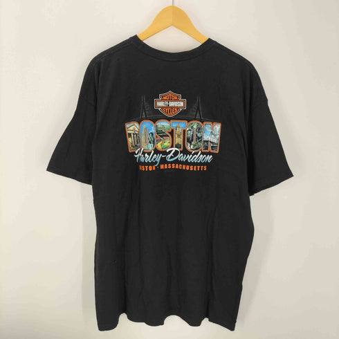 ハーレーダビッドソン HARLEY-DAVIDSON 00S メキシコ製 鷹 イーグル バイク BOSTON 両面 グラフィック フォト プリント Tシャツ メンズ import:XXL