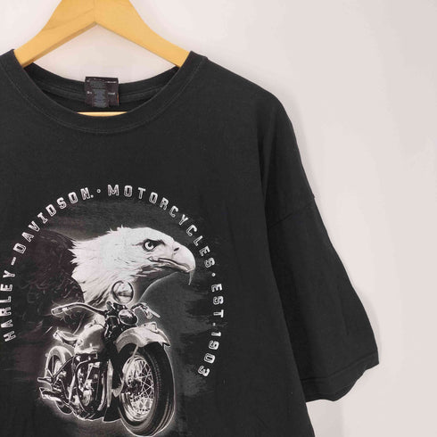 ハーレーダビッドソン HARLEY-DAVIDSON 00S メキシコ製 鷹 イーグル バイク BOSTON 両面 グラフィック フォト プリント Tシャツ メンズ import:XXL