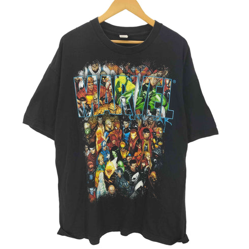 マーベル MARVEL 00s ヒーロー オールスター プリントT キャラクターT 大判プリント アメコミ カットソー Tシャツ ブラック メンズ 2XL