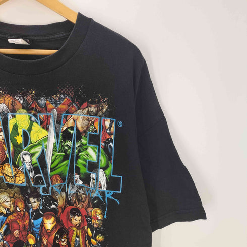 マーベル MARVEL 00s ヒーロー オールスター プリントT キャラクターT 大判プリント アメコミ カットソー Tシャツ ブラック メンズ 2XL