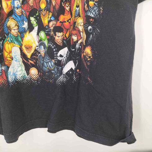 マーベル MARVEL 00s ヒーロー オールスター プリントT キャラクターT 大判プリント アメコミ カットソー Tシャツ ブラック メンズ 2XL