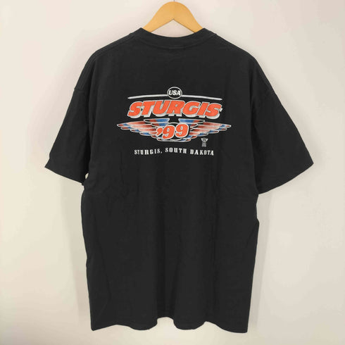 ジャージーズ JERZEES 90s STURGIS'99 コピーライト1999 バイカー スケルトンパーティー スカル プリントT The Party Never Ends 半袖 カットソー ブラック メンズ