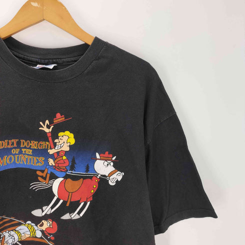 ヘインズ Hanes 90s コピーライト1991 BEEFYボディー アニメT キャラクターT 両面プリント プリントTシャツ 裾袖シングル ブラック メンズ import:XL