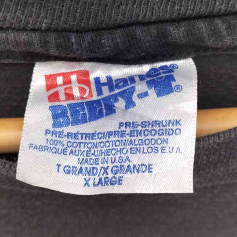 ヘインズ Hanes 90s コピーライト1991 BEEFYボディー アニメT キャラクターT 両面プリント プリントTシャツ 裾袖シングル ブラック メンズ import:XL