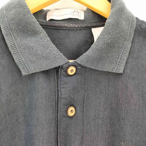 マンシングウェア Munsingwear ロゴ刺繍 襟 リブ切替 細畝 コーデュロイ レーヨン 半袖ポロシャツ メンズ import:L