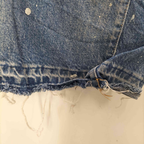 ザラ ZARA ワイドデニム バギー ペンキ加工 ボタンフライ インディゴ デニムパンツ メンズ US:34-35