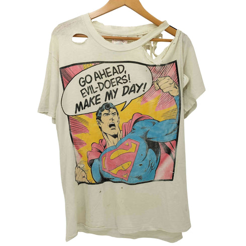 KRYPTON CLOTHING CO 80s アメコミ ヒーロー プリント ダメージ 襤褸 S/S Tシャツ メンズ