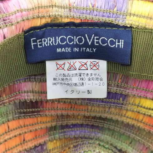 フェリシオベッキ FERRUCCIO VECCHI イタリア製 ビスコース 麦わら帽子 レディース