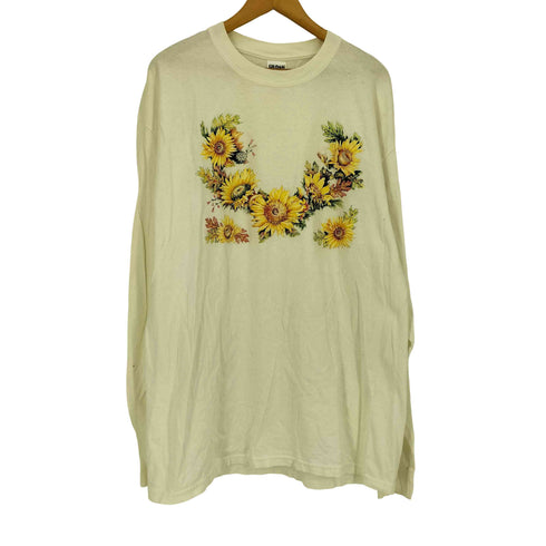 ギルダン GILDAN HEAVY COTTON ヒマワリプリント L/S Tシャツ メンズ import:XL