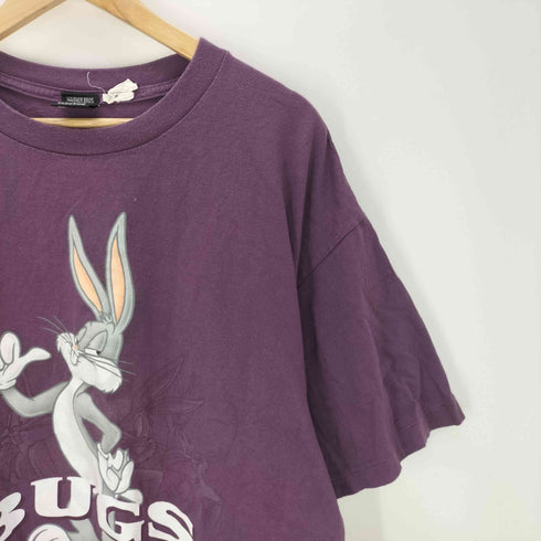 ワーナーブラザーズスタジオストア WARNER BROS STUDIO STORE 90s USA製 BUGS ラビット バニー キャラクターT アニメT アニマル プリントTシャツ 裾袖シングル パープル メンズ import:XXL
