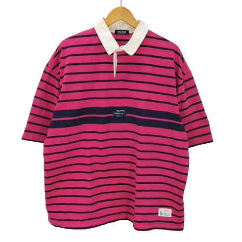 ノーティカ NAUTICA 22ss Multi Border S/S Rugger Shirt ラガーシャツ オーバーサイズ 半袖 ボーダー ピンク ネイビー メンズ JPN:XL