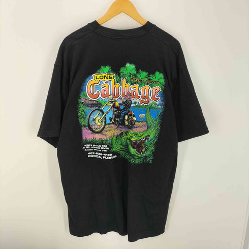 フルーツオブザルーム FRUIT OF THE LOOM 90S USA製 LONE Cabbage バイク ワニ 両面 プリント Tシャツ ポケT 袖裾 シングル メンズ import:XL