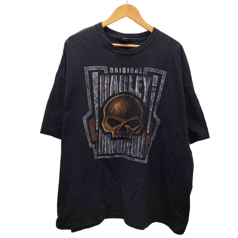 ハーレーダビッドソン HARLEY-DAVIDSON コピーライト2022 スカル 大判プリント 両面プリント プリントTシャツ バイカー PLATTE RIVER カットソー ヘビーウェイト ブラック メンズ 3XL