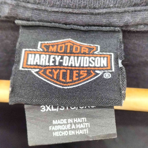 ハーレーダビッドソン HARLEY-DAVIDSON コピーライト2022 スカル 大判プリント 両面プリント プリントTシャツ バイカー PLATTE RIVER カットソー ヘビーウェイト ブラック メンズ 3XL