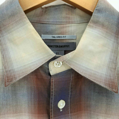 ジョンストンアンドマーフィー JOHNSTON&MURPHY TAILORED FIT オンブレチェック L/S シャツ メンズ import:XL