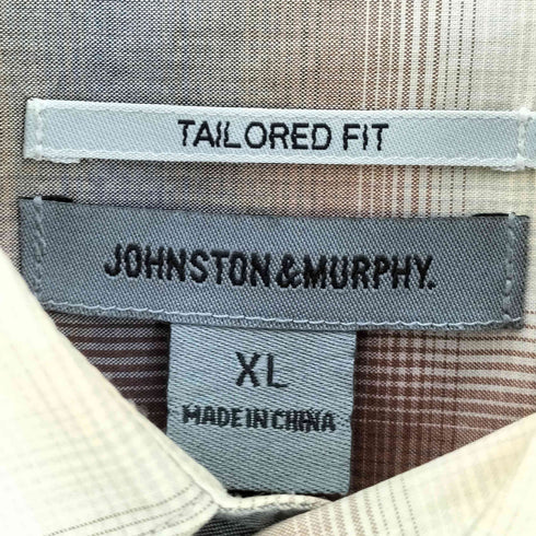 ジョンストンアンドマーフィー JOHNSTON&MURPHY TAILORED FIT オンブレチェック L/S シャツ メンズ import:XL
