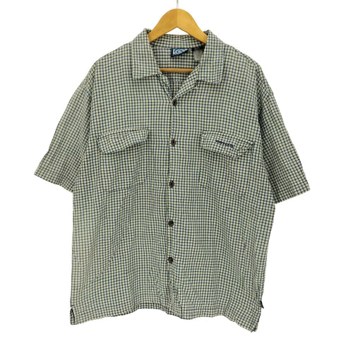 GOTCHA 90s インド製 ロゴ刺繍 フラップポケット オープンカラー チェック S/S シャツ メンズ import:L