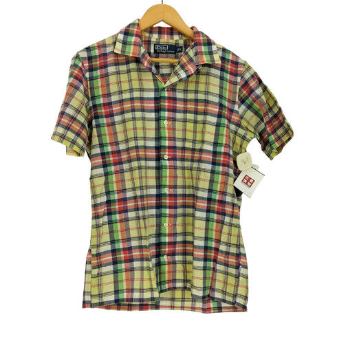 ポロバイラルフローレン Polo by RALPH LAUREN 90s インド製 マドラスチェック オープンカラー S/S シャツ メンズ import:S
