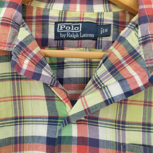 ポロバイラルフローレン Polo by RALPH LAUREN 90s インド製 マドラスチェック オープンカラー S/S シャツ メンズ import:S