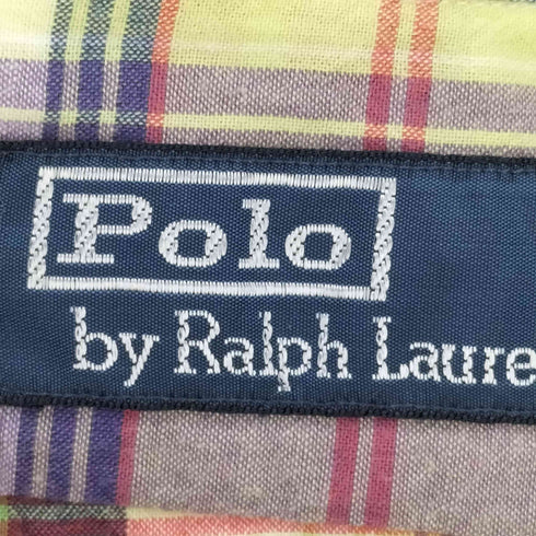 ポロバイラルフローレン Polo by RALPH LAUREN 90s インド製 マドラスチェック オープンカラー S/S シャツ メンズ import:S