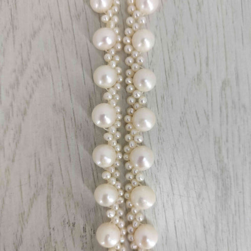 編み込みリアルパールネックレス レディース 40CM