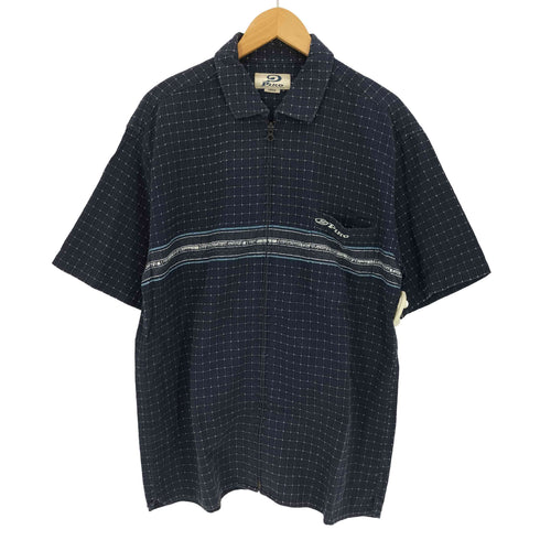 ピコ PIKO 00s 刺繍ウィンドーペン ジップアップ S/S シャツ メンズ import:L