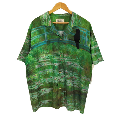 KARAKU STUDIO 猫 草むら 開襟 アロハシャツ メンズ JPN:XL