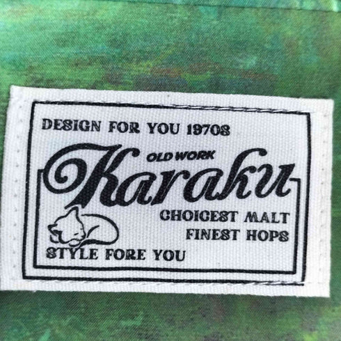KARAKU STUDIO 猫 草むら 開襟 アロハシャツ メンズ JPN:XL