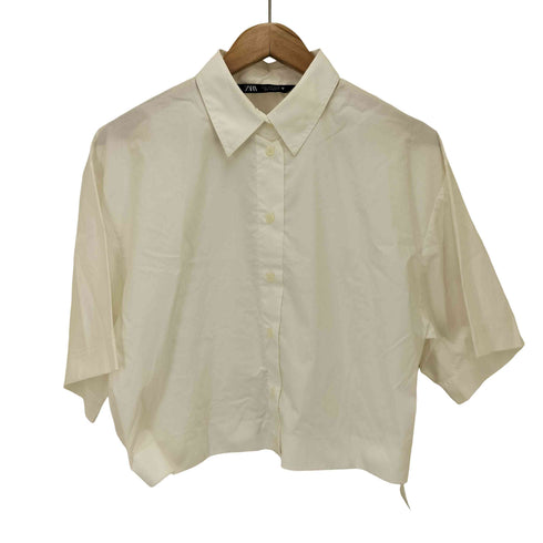 ザラ ZARA ウエストマーク S/S レギュラーカラー シャツ レディース import:S