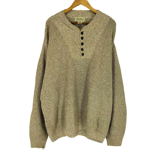 エディーバウアー Eddie Bauer MADE IN USA 白タグ ヘンリーネックニット メンズ import:XL