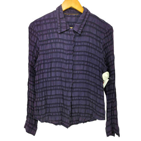 80-90s USA製 レーヨン100 織柄 L/S シャツ メンズ import:M