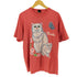 スクリーンスターズ SCREEN STARS USA製 90S 袖裾シングル キャットプリントTシャツ レディース JPN:XL