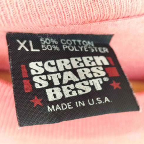 スクリーンスターズ SCREEN STARS USA製 90S 袖裾シングル キャットプリントTシャツ レディース JPN:XL