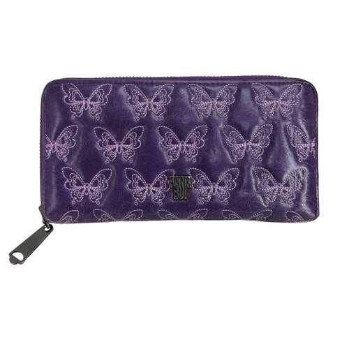 アナスイ ANNA SUI バタフライモチーフ レザー ラウンドファスナー 長財布 レディース ONE SIZE