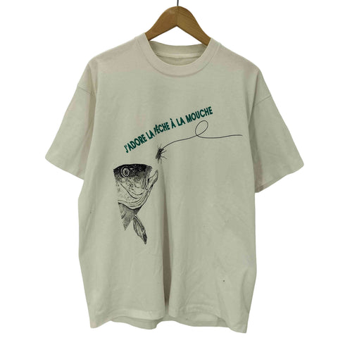 90S フィッシング 魚 蝿 ハエ 両面 プリント Tシャツ 袖裾 シングル メンズ