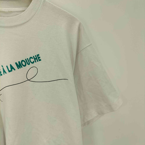 90S フィッシング 魚 蝿 ハエ 両面 プリント Tシャツ 袖裾 シングル メンズ