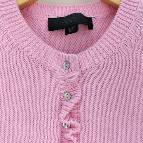 ザラ ZARA フリルニットカーディガン レディース import:S
