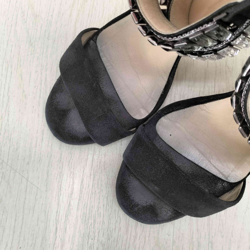 ジミーチュウ JIMMY CHOO イタリア製 クリスタルベルト レザーストラップパンプス レディース 38 1/2
