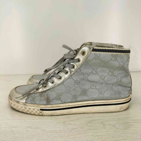 グッチ GUCCI GGロゴ シルバー ハイカットキャンバススニーカー レディース 37