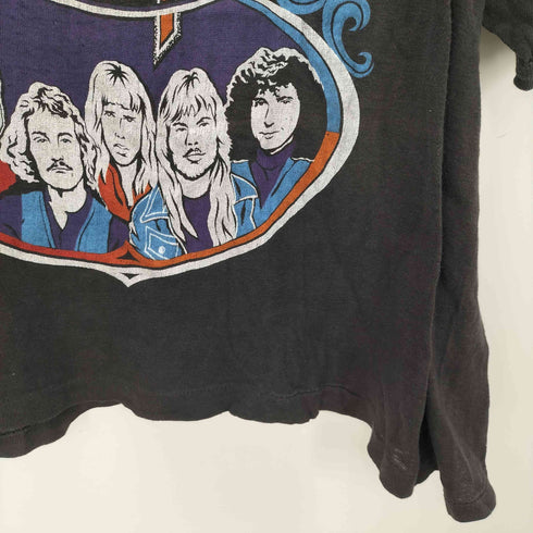 バンドT バンT メンバープリント 裾シングル 袖リブ 短丈 ブラック Tシャツ メンズ