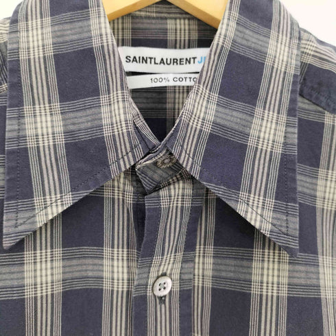 サンローランジーンズ Saint Laurent jeans 90S ポルトガル製 チェック 半袖シャツ メンズ import:S