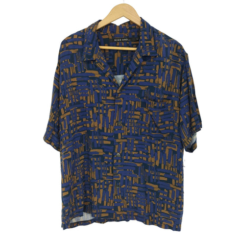 ニコアンド niko and... 総柄オープンカラー S/S レーヨンシャツ メンズ L