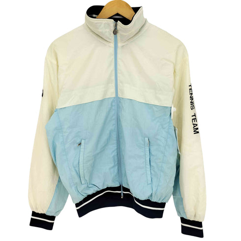 アディダス adidas デサント製 袖トレフォイルロゴプリント スタンドカラー ナイロンジャケット レディース 90-4
