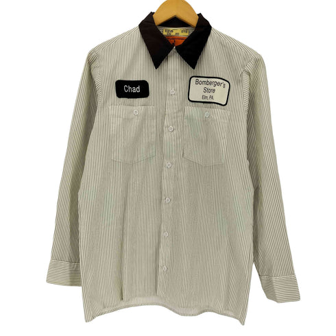 U1ST 企業ロゴ L/S ストライプ ワークシャツ メンズ import:S