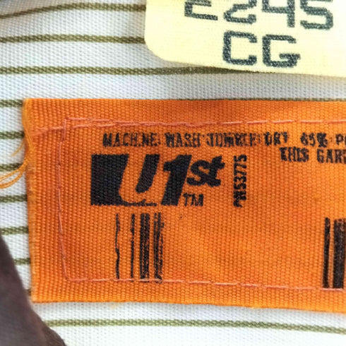 U1ST 企業ロゴ L/S ストライプ ワークシャツ メンズ import:S