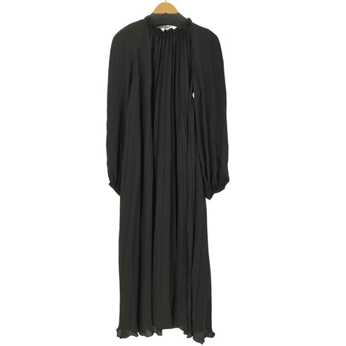 ザラ ZARA プリーツワンピース ラグラン フリル マキシ丈 ブラック レディース import:S