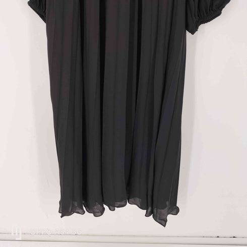 ザラ ZARA プリーツワンピース ラグラン フリル マキシ丈 ブラック レディース import:S